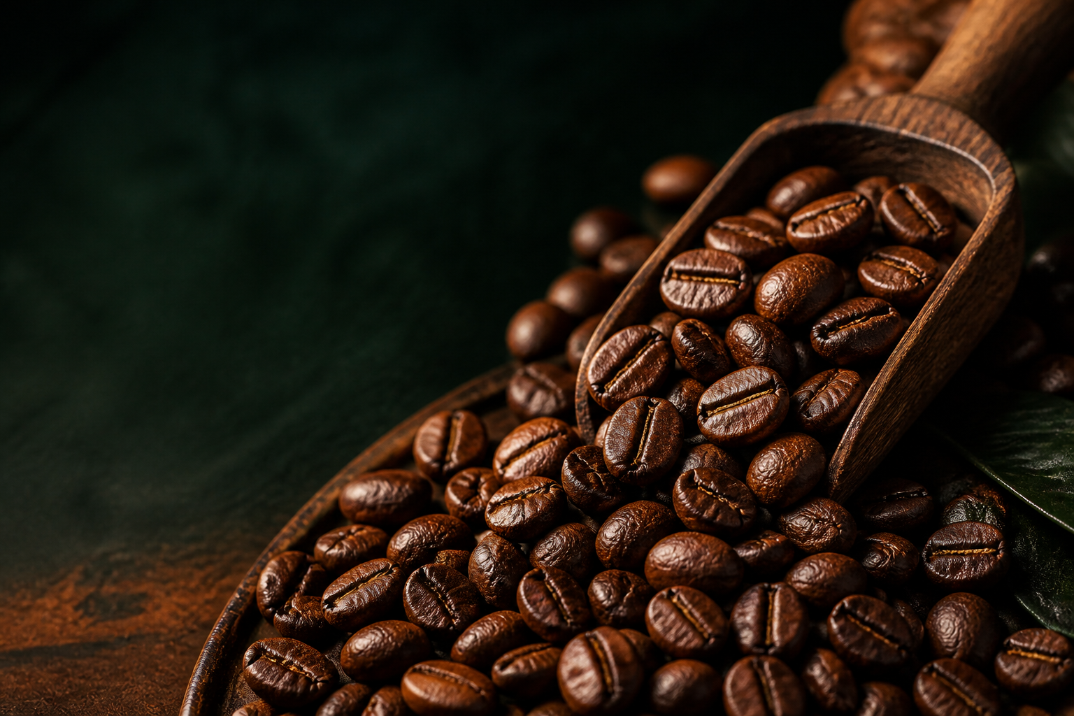 Fresh roasted coffee beans close-up